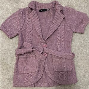 NWOT Kersh Dusty Purple/Lilac Short Sleeve Cardigan Size Small